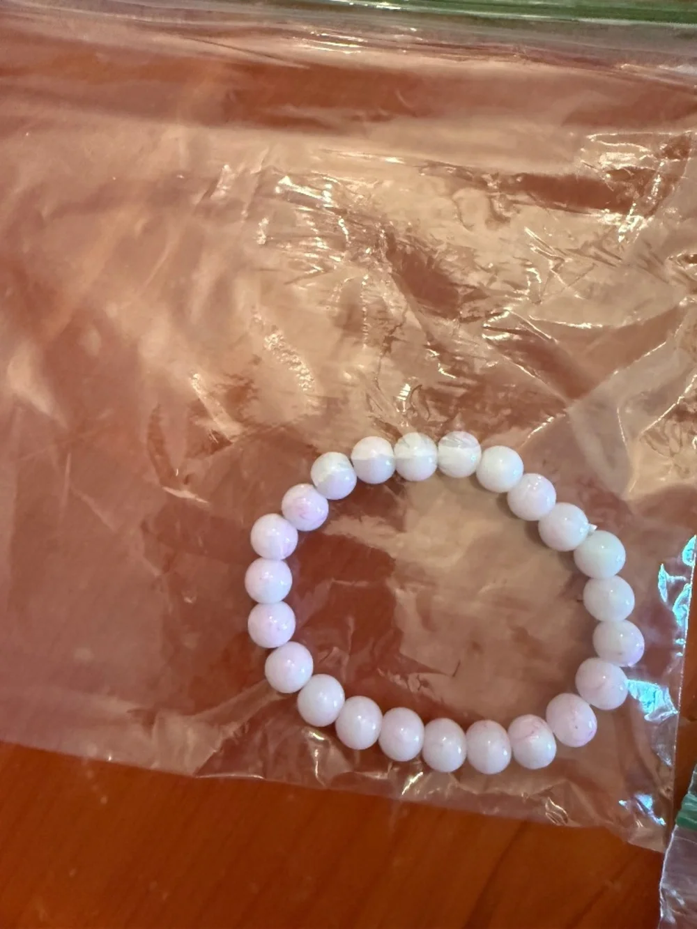 Pink and white beaded elastic bracelet NWOT